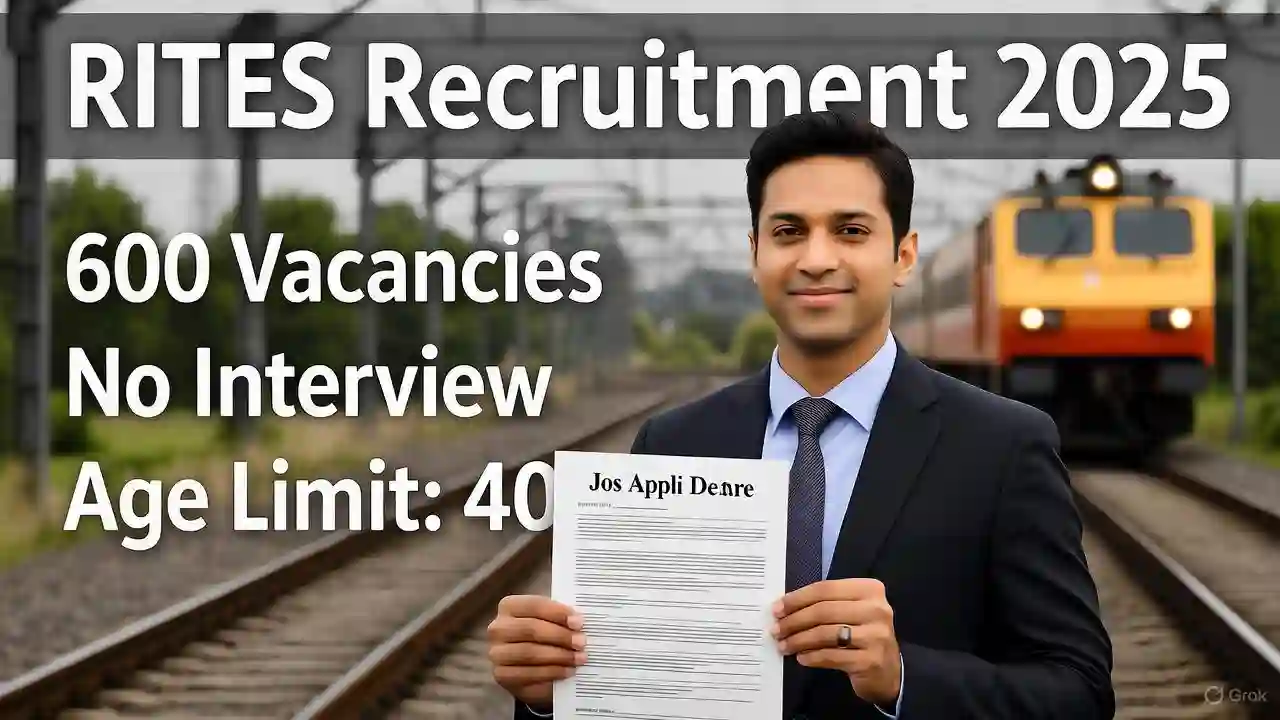 RITES में 600 पदों पर भर्ती: उम्र सीमा 40 वर्ष, इंटरव्यू नहीं – चयन कैसे होगा?